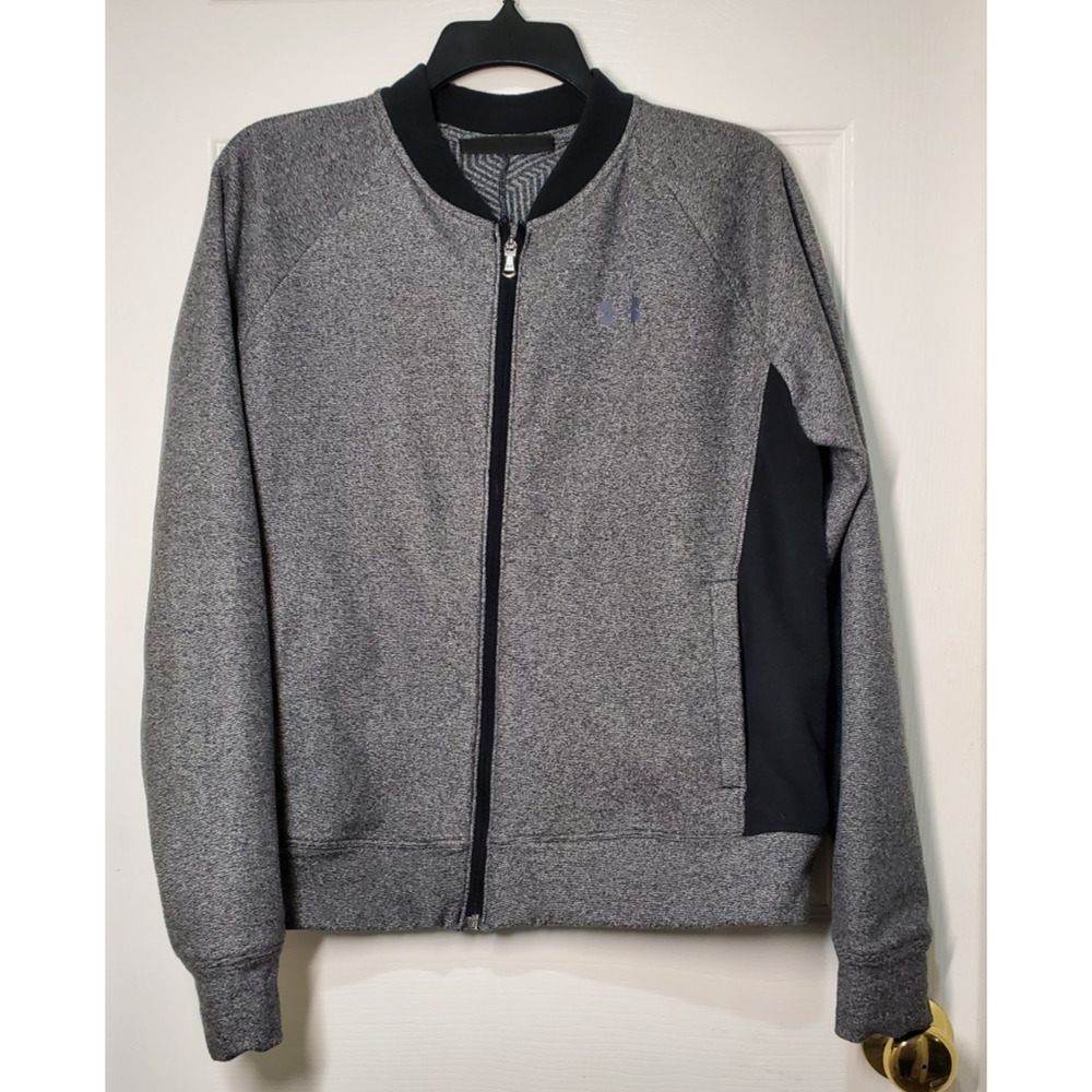 Under Armour Men's ColdGear Full Zip Jacket Gray Black Size MD Loose Fit